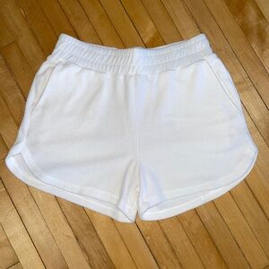 FAHERTY Cabana Surfs Up Terry Towel Shorts Pull On Beach Pool Retro Cream